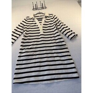 The Nines by HATCH  Maternity Dress Womens S BlackWhite Stripe 3/4 Sleeve Collar